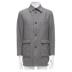 LANVIN JL cappotto doppio taschino in misto lana grigio a spina di pesce IT46 S