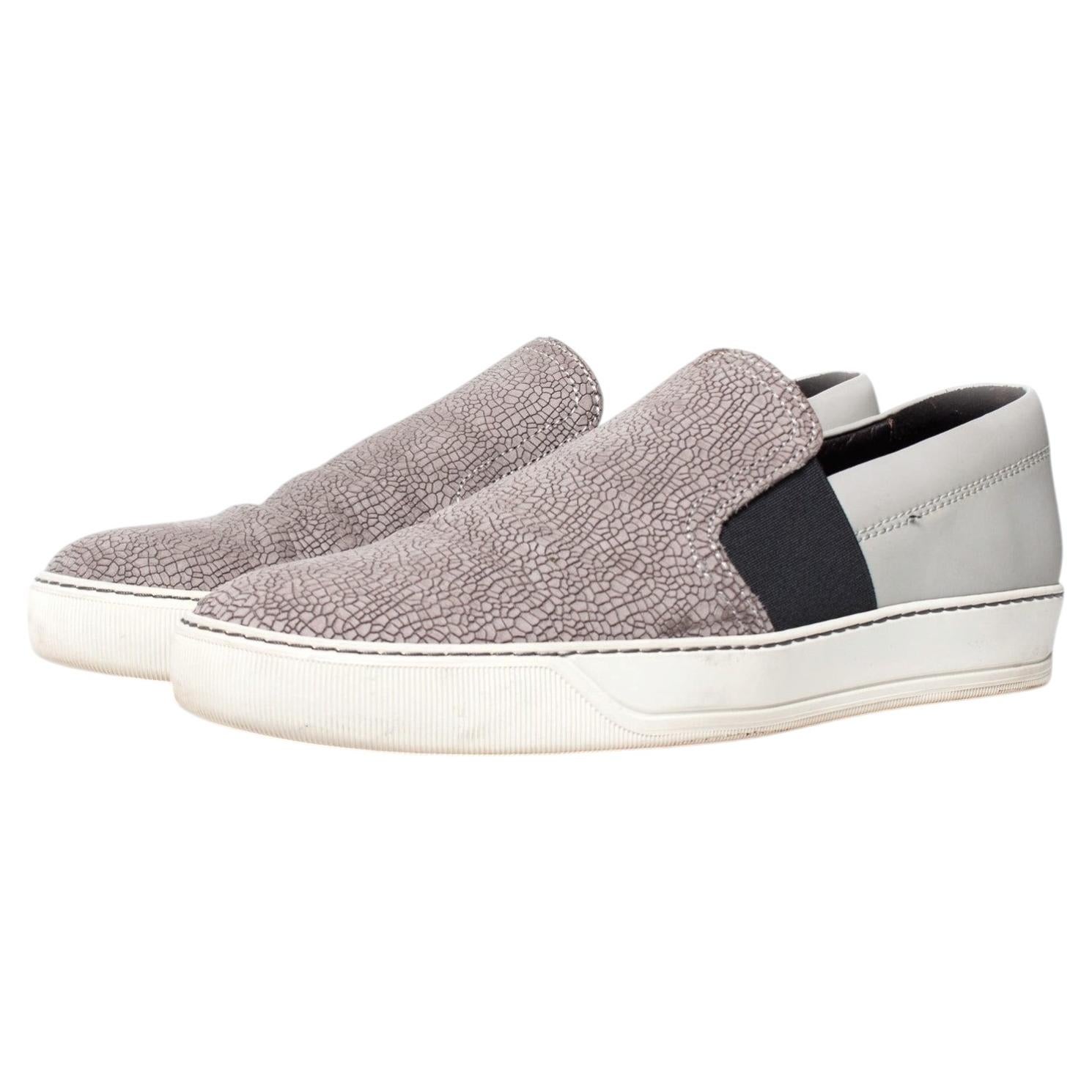 Lanvin, Baskets à enfiler en cuir gris en vente