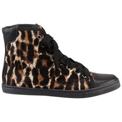 Lanvin Leopard Print Kalbshaar Sneakers