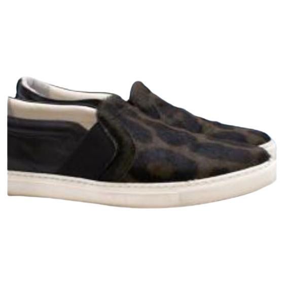 Lanvin Leopard Print Pull On Calf Hair & Leather Sneaker For Sale