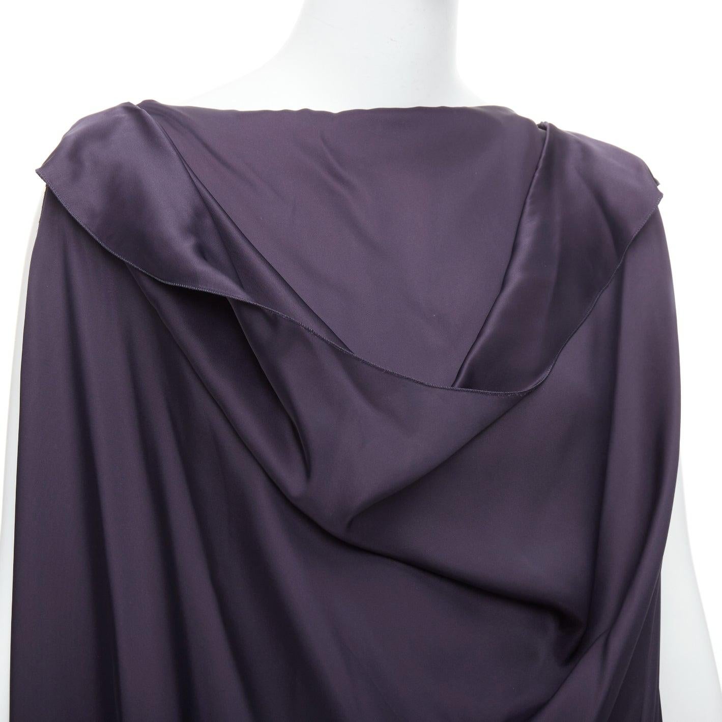 LANVIN Les 10 Ans navy acetate silk draped front zip back midi dress FR38 M 2