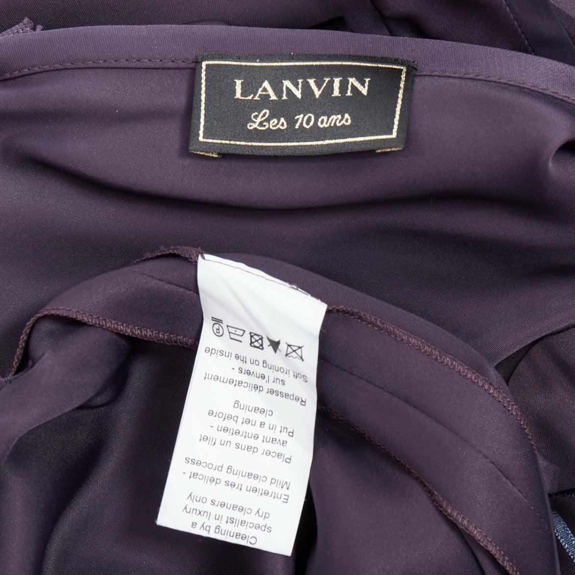 LANVIN Les 10 Ans navy acetate silk draped front zip back midi dress FR38 M 3