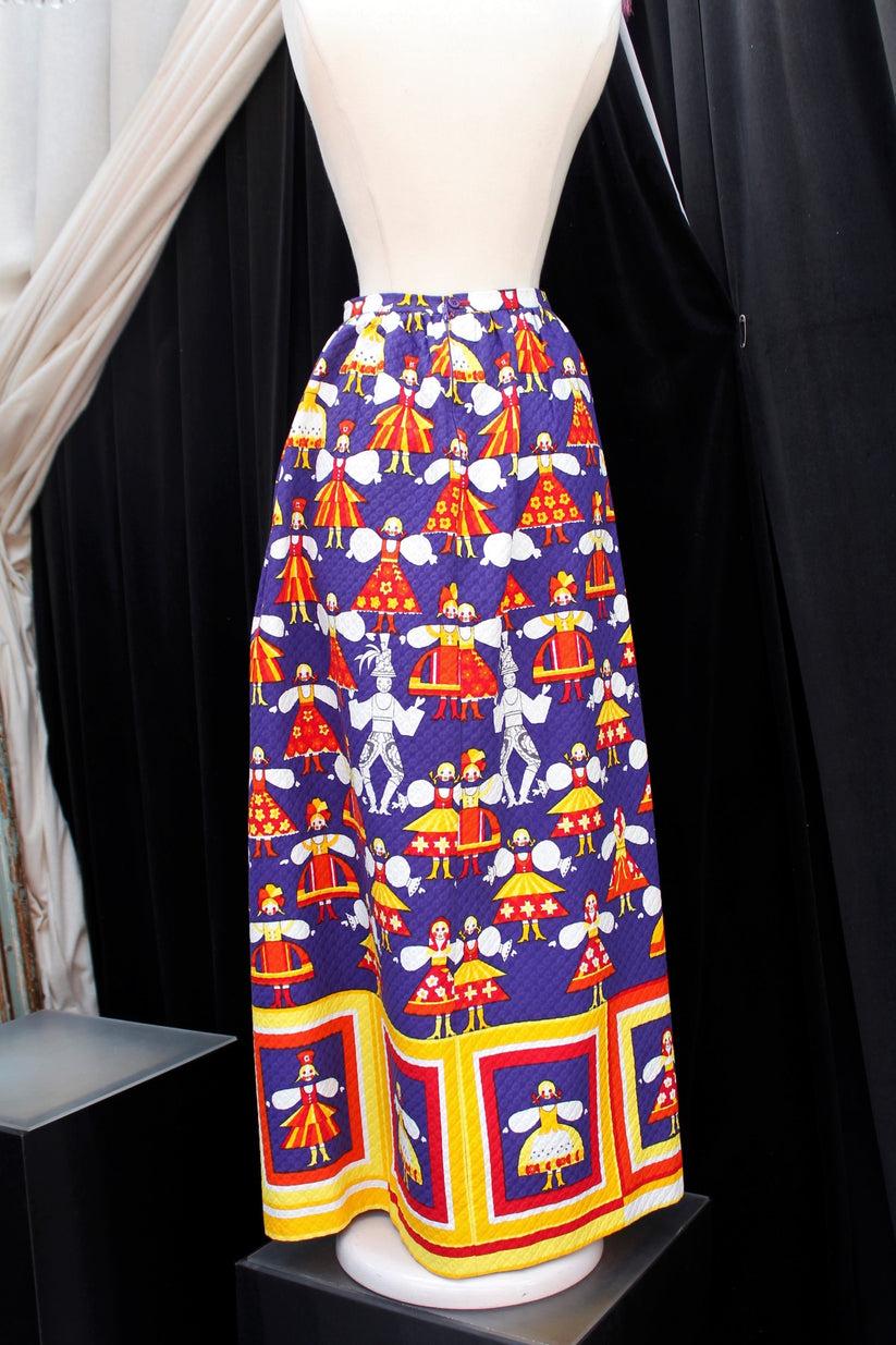 Brown Lanvin Long Cotton Skirt, Size 36FR For Sale
