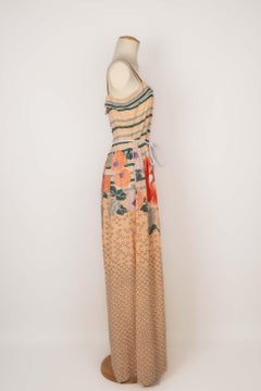 Lanvin Long Pinky-beige and Green Crepe Dress