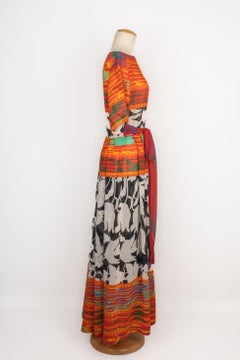 Lanvin Long Printed Cotton Veil Dress