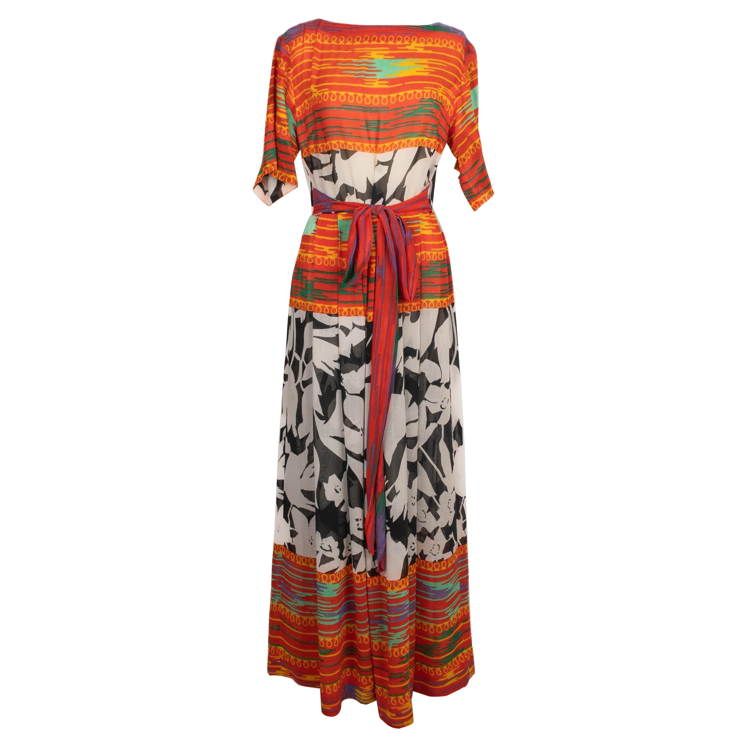 Lanvin Langes bedrucktes Seilkleid aus Baumwolle im Angebot