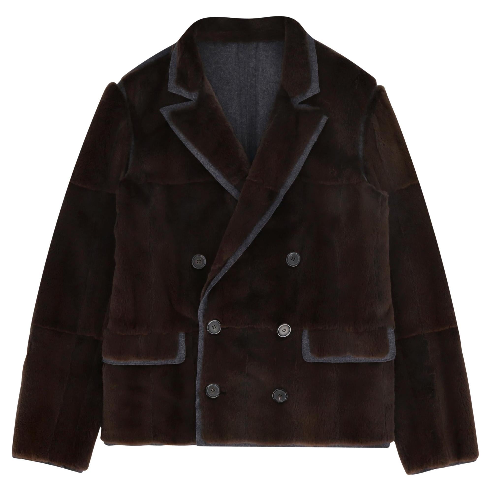 Lanvin Marten Fur Wool Lined Jacket For Sale