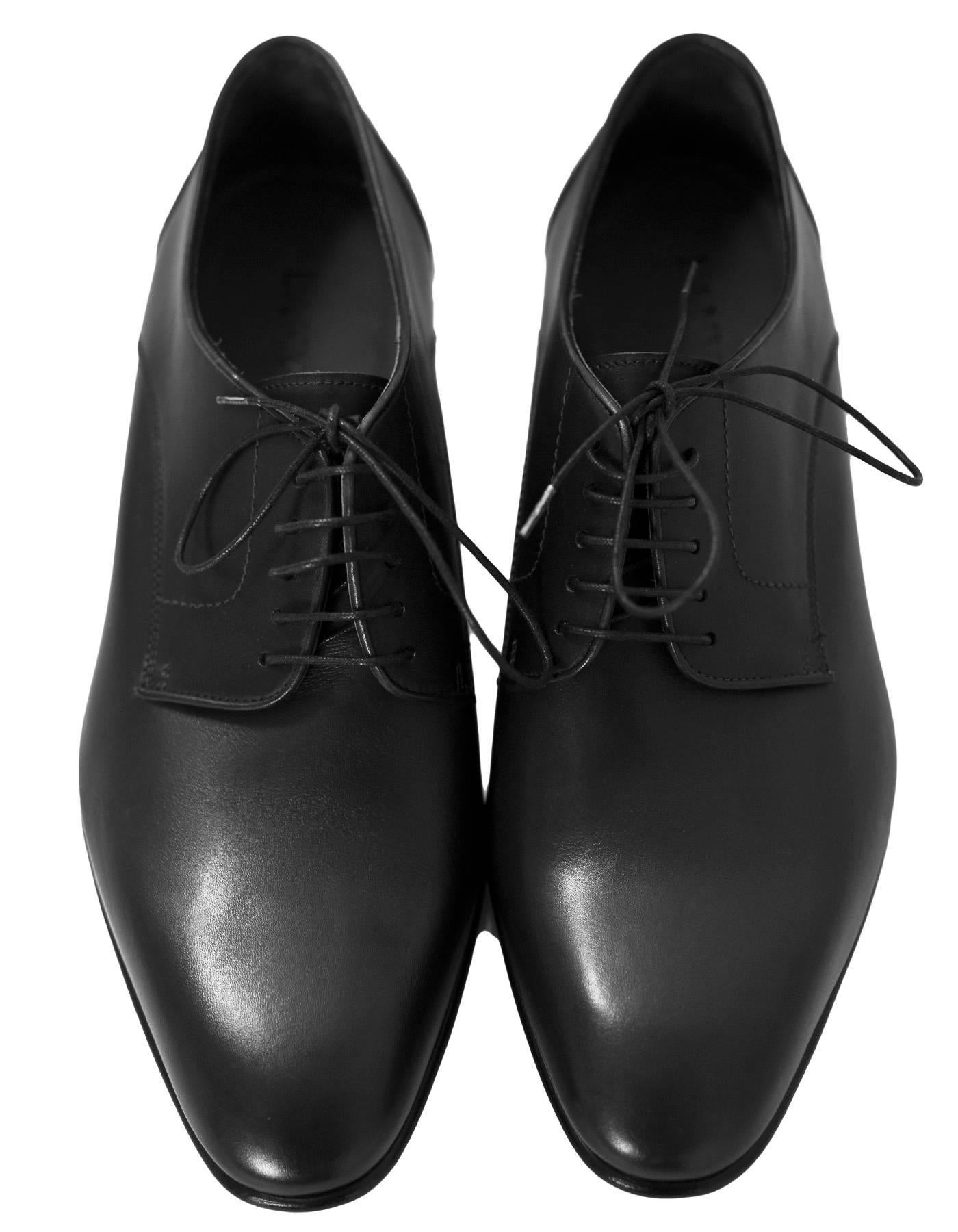 Lanvin Men's Black Leather Oxford Shoes Sz 8 NIB In Excellent Condition In New York, NY