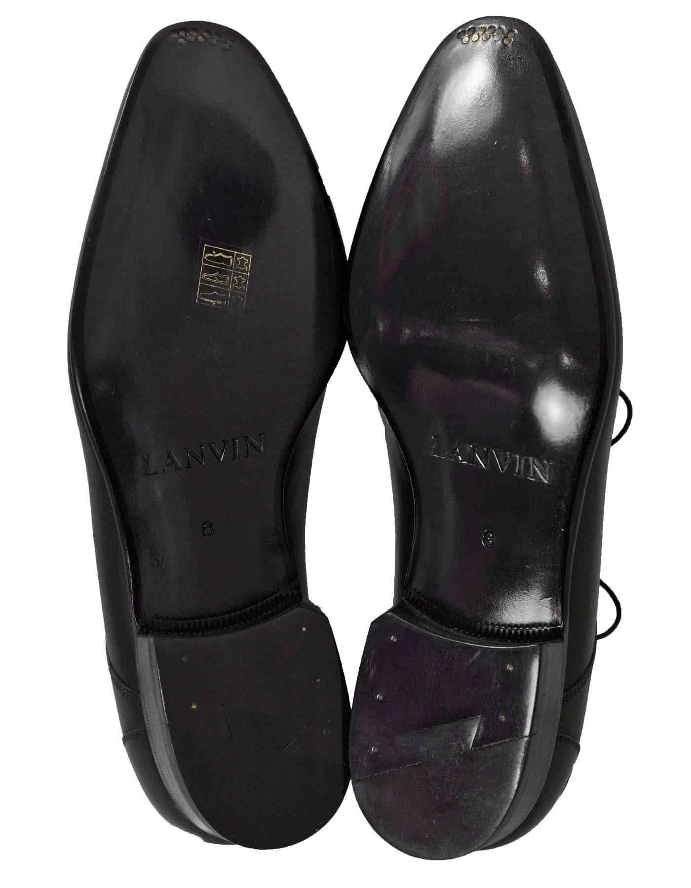 Lanvin Men's Black Leather Oxford Shoes Sz 8 NIB 1
