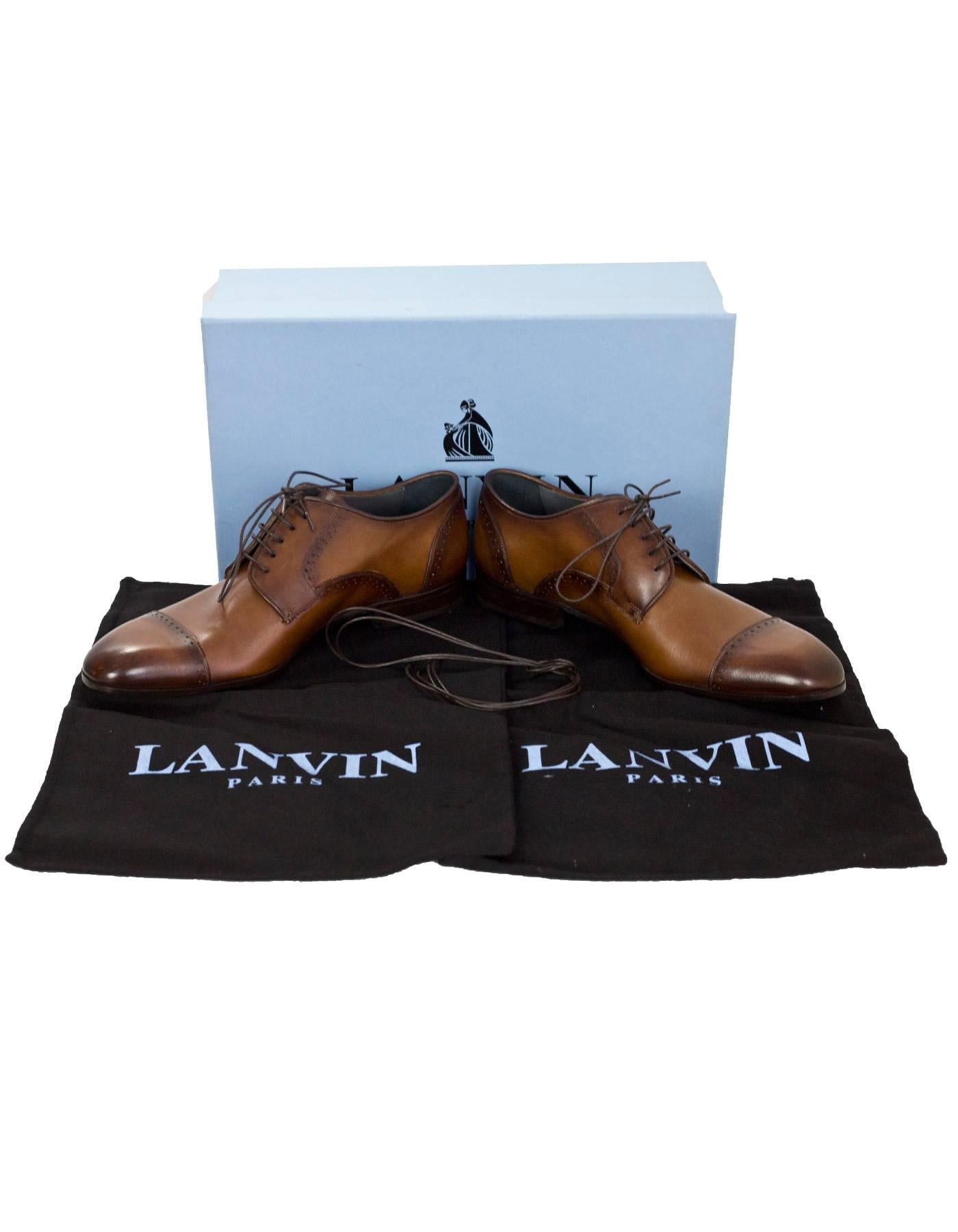 Women's Lanvin Men's Brown Leather Oxford Shoes Sz 8 NIB