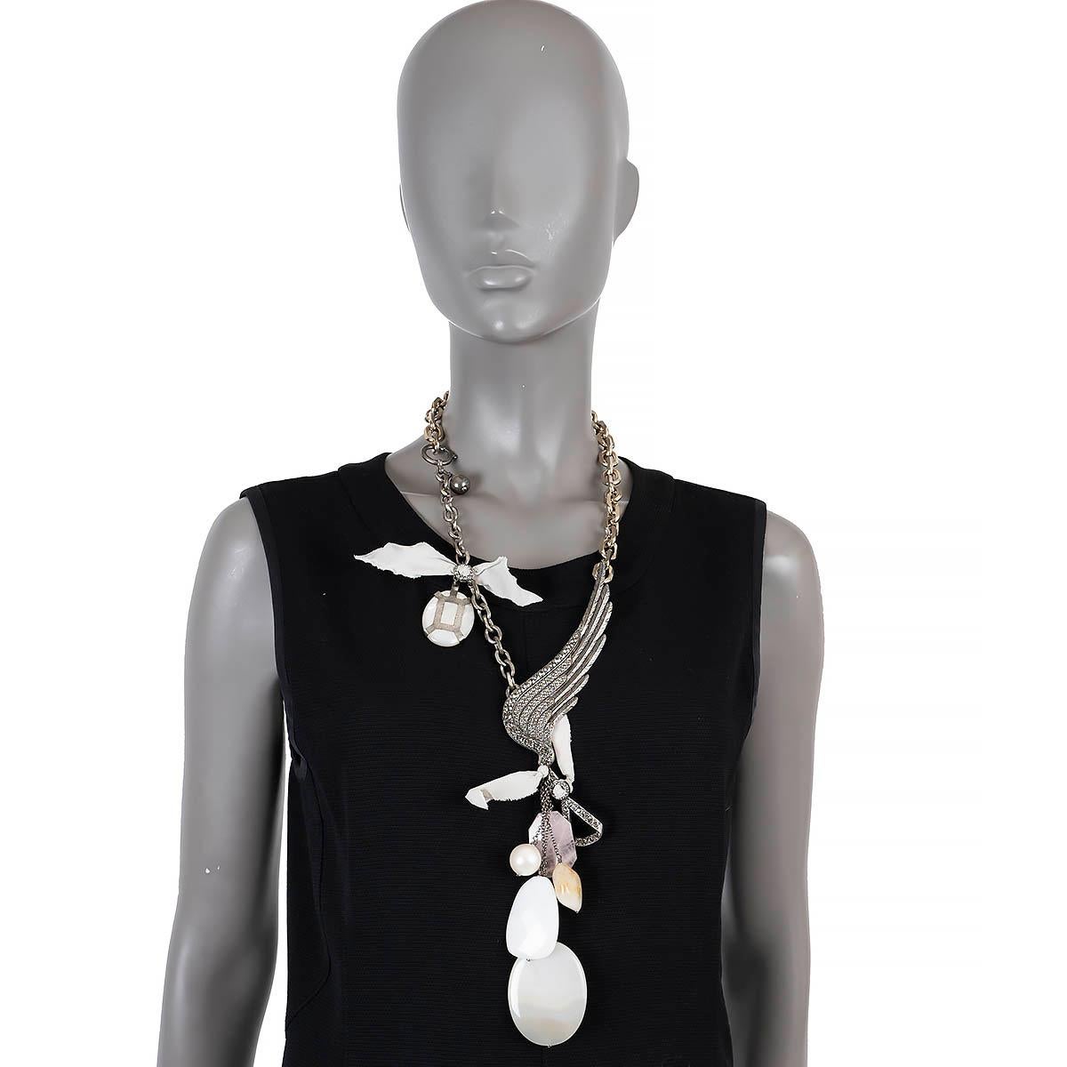 Women's LANVIN metal CRYSTAL WING & STONE CHAIN Necklace Retails $9.8k For Sale