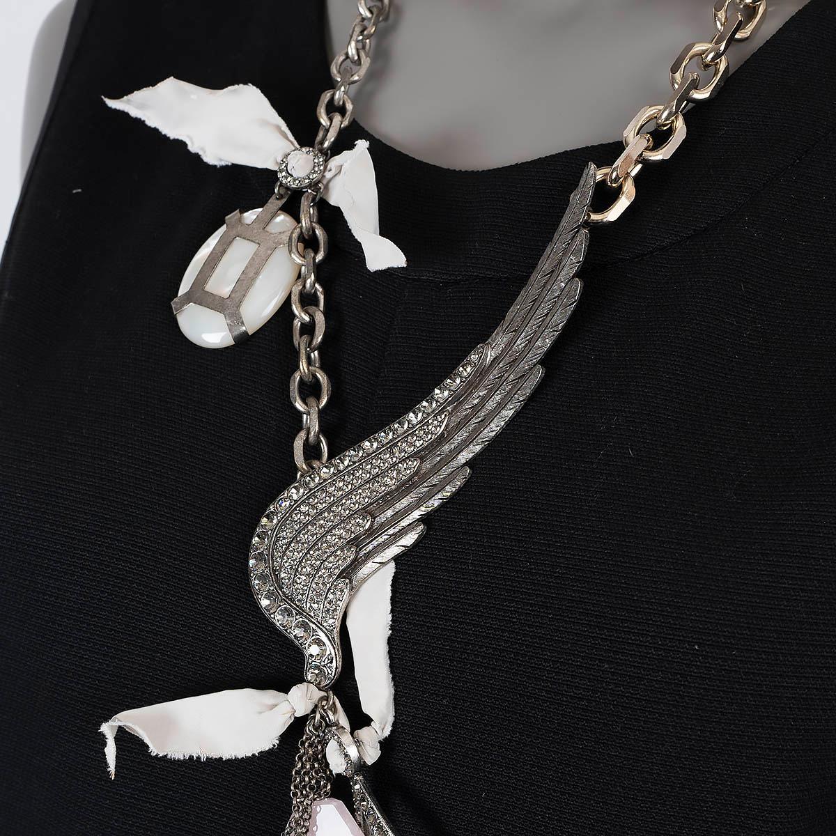 LANVIN metal CRYSTAL WING & STONE CHAIN Necklace Retails $9.8k For Sale 1