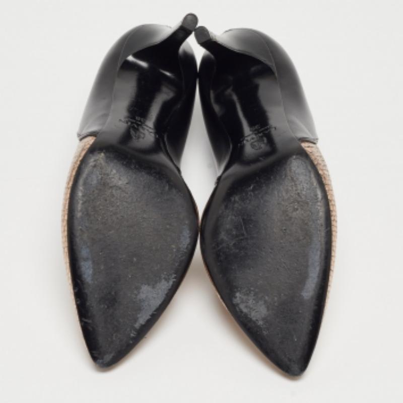 Lanvin Metallisch/Schwarz Geprägtes Python und Leder Pumps Größe 38 im Angebot 4