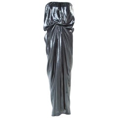 Lanvin Metallic Draped Strapless Dress M