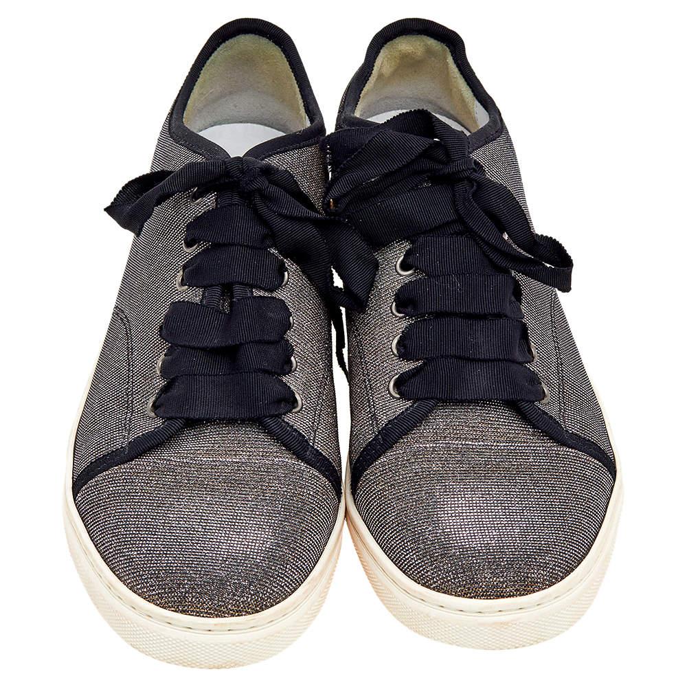 Black Lanvin Metallic Glitter Fabric Low Top Sneakers Size 40