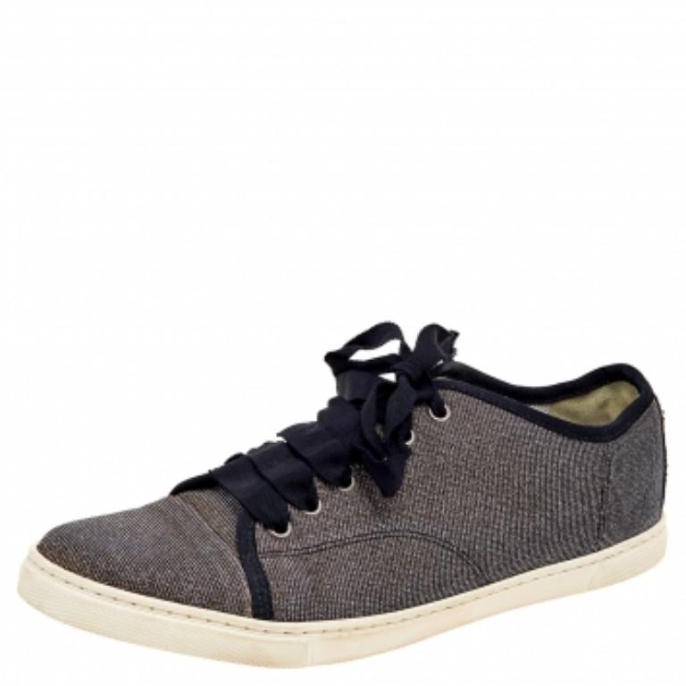 Noir Baskets basses Lanvin en tissu pailleté métallisé, taille 40 en vente