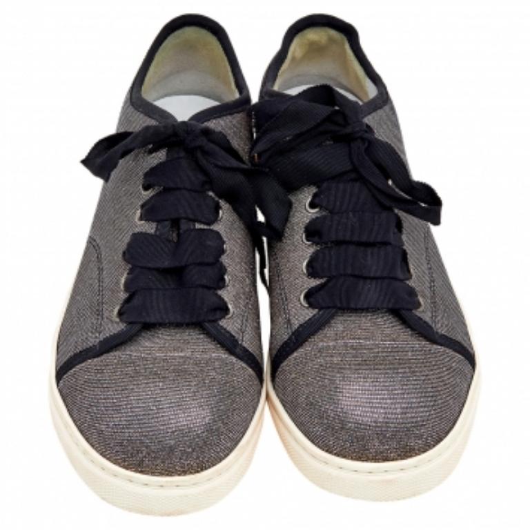 Baskets basses Lanvin en tissu pailleté métallisé, taille 40 en vente 1