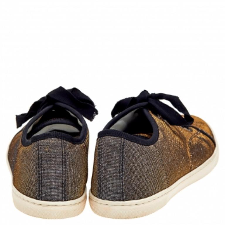 Baskets basses Lanvin en tissu pailleté métallisé, taille 40 en vente 2
