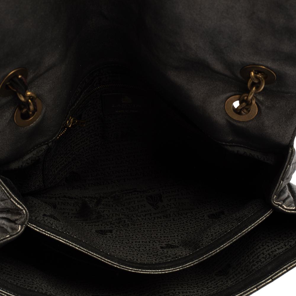 Lanvin Metallic Grey Quilted Leather Happy Shoulder Bag 4