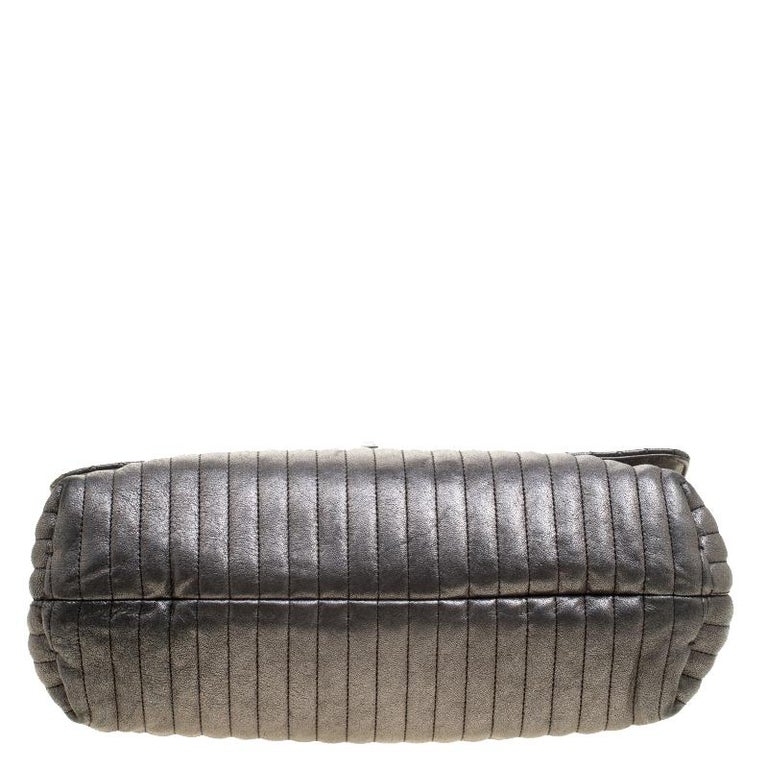 Lanvin Metallic Grey Quilted Leather Happy Shoulder Bag For Sale at 1stDibs