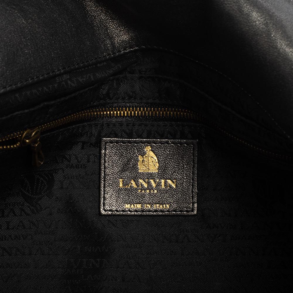 Women's Lanvin Metallic Grey Quilted Leather Happy Shoulder Bag