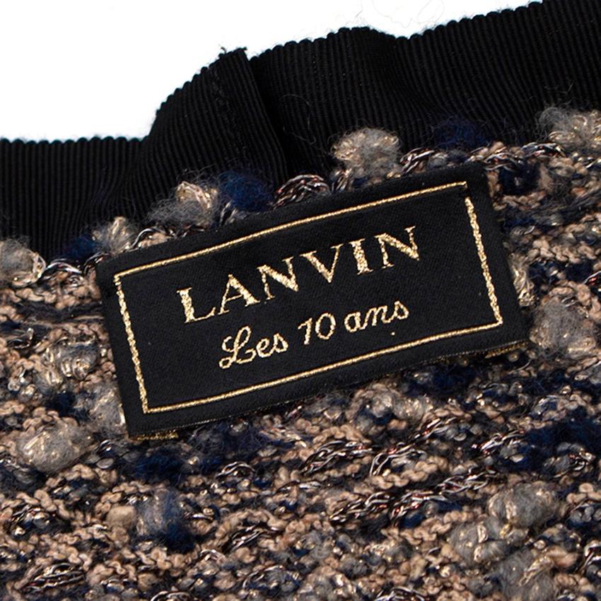 Lanvin Metallic Knit Faux-pearl Collarless Long Jacket - Size XS For Sale 3