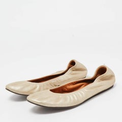 Lanvin Metallic Leather Scrunch Ballet Flats Size 37.5