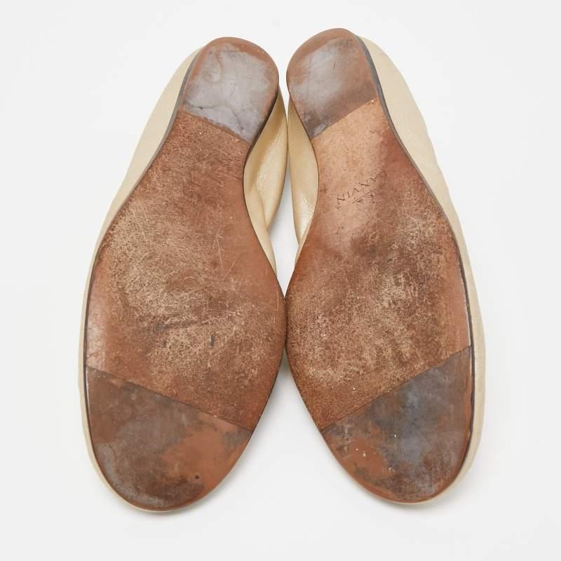 Lanvin Metallic Leather Scrunch Ballet Flats Size 37.5 For Sale 1