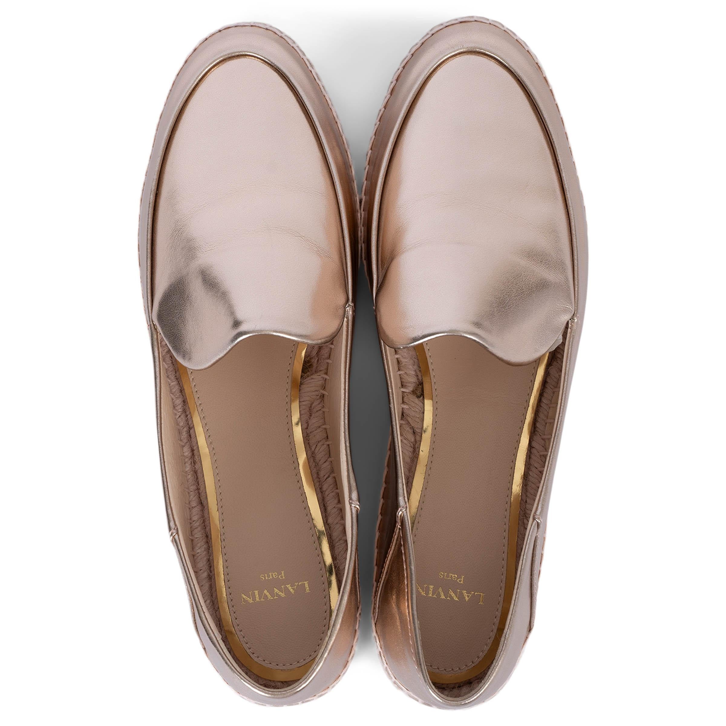 LANVIN Metallic Rosa Espadrilles flache Schuhe aus Leder 40 Damen im Angebot
