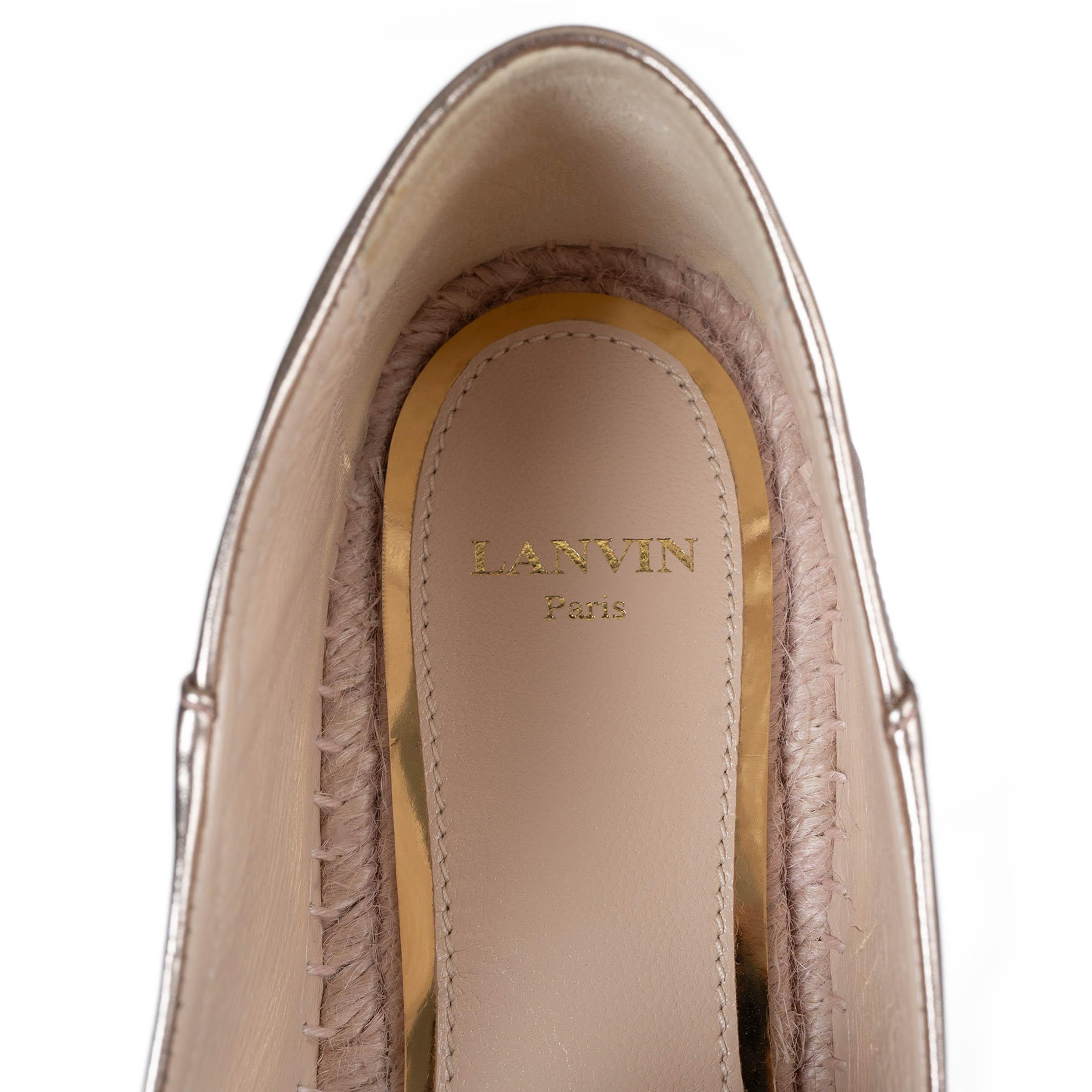 LANVIN Metallic Rosa Espadrilles flache Schuhe aus Leder 40 im Angebot 2
