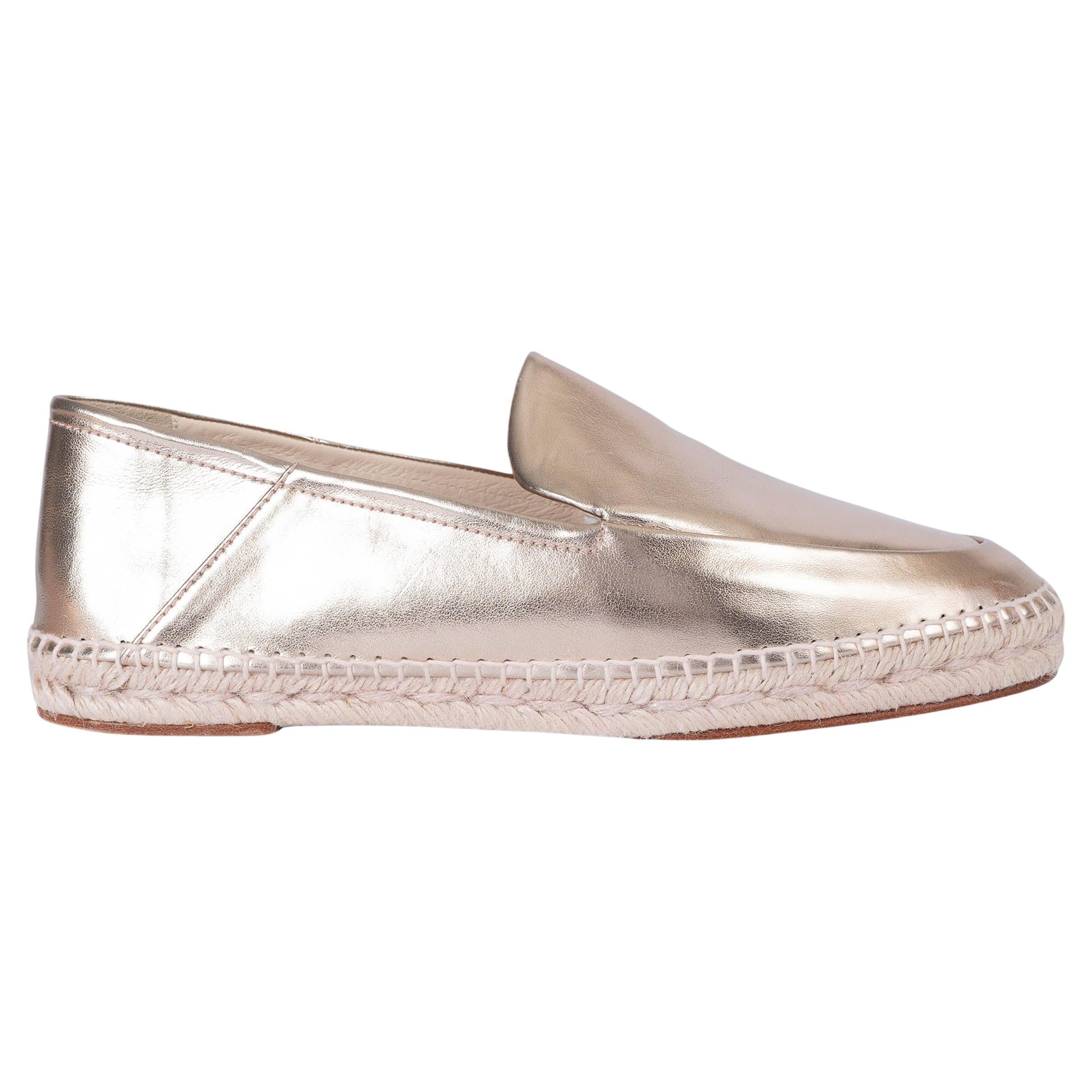 LANVIN Metallic Rosa Espadrilles flache Schuhe aus Leder 40