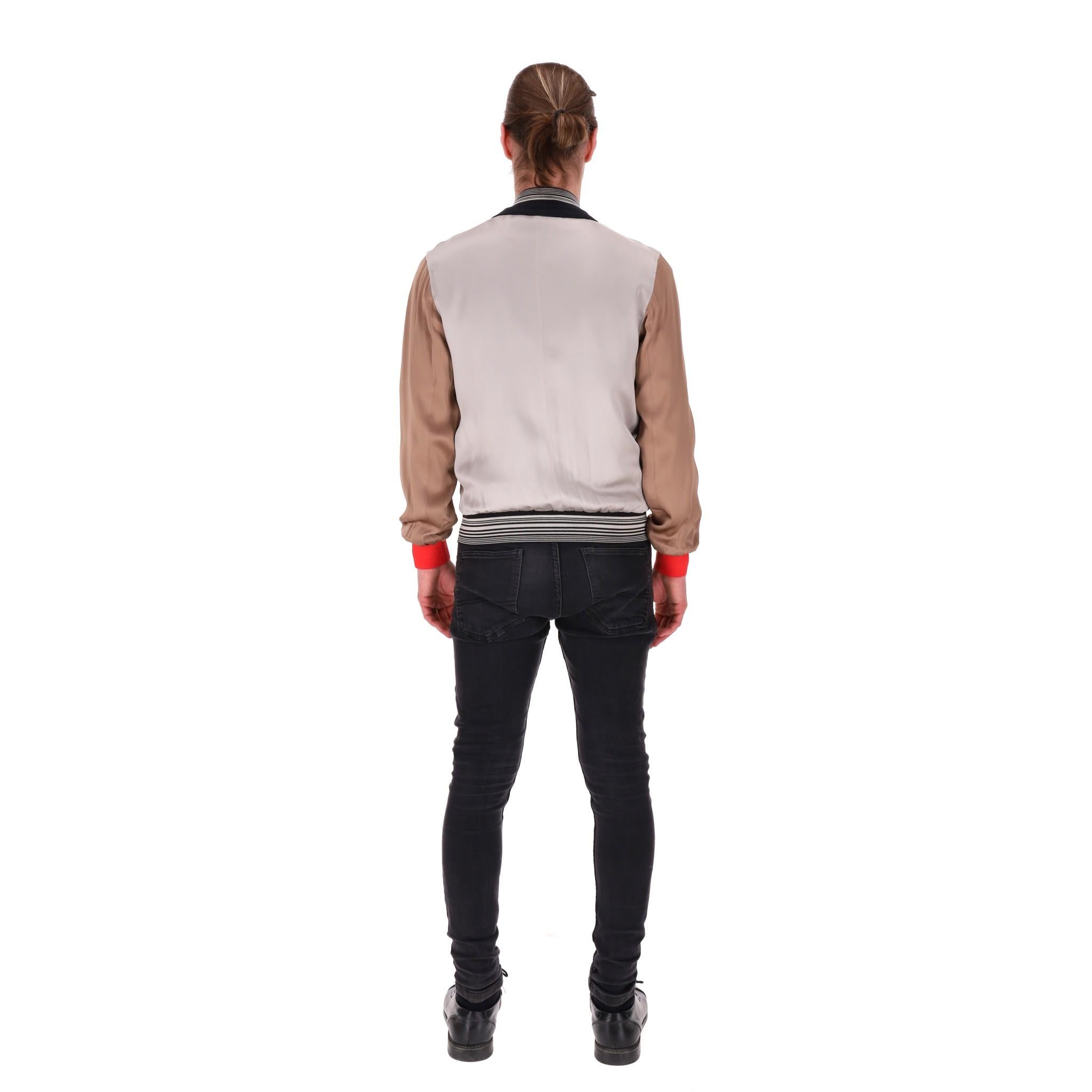 Lanvin Metallic Satin Panelled Bomber Jacket In Excellent Condition For Sale In London, GB