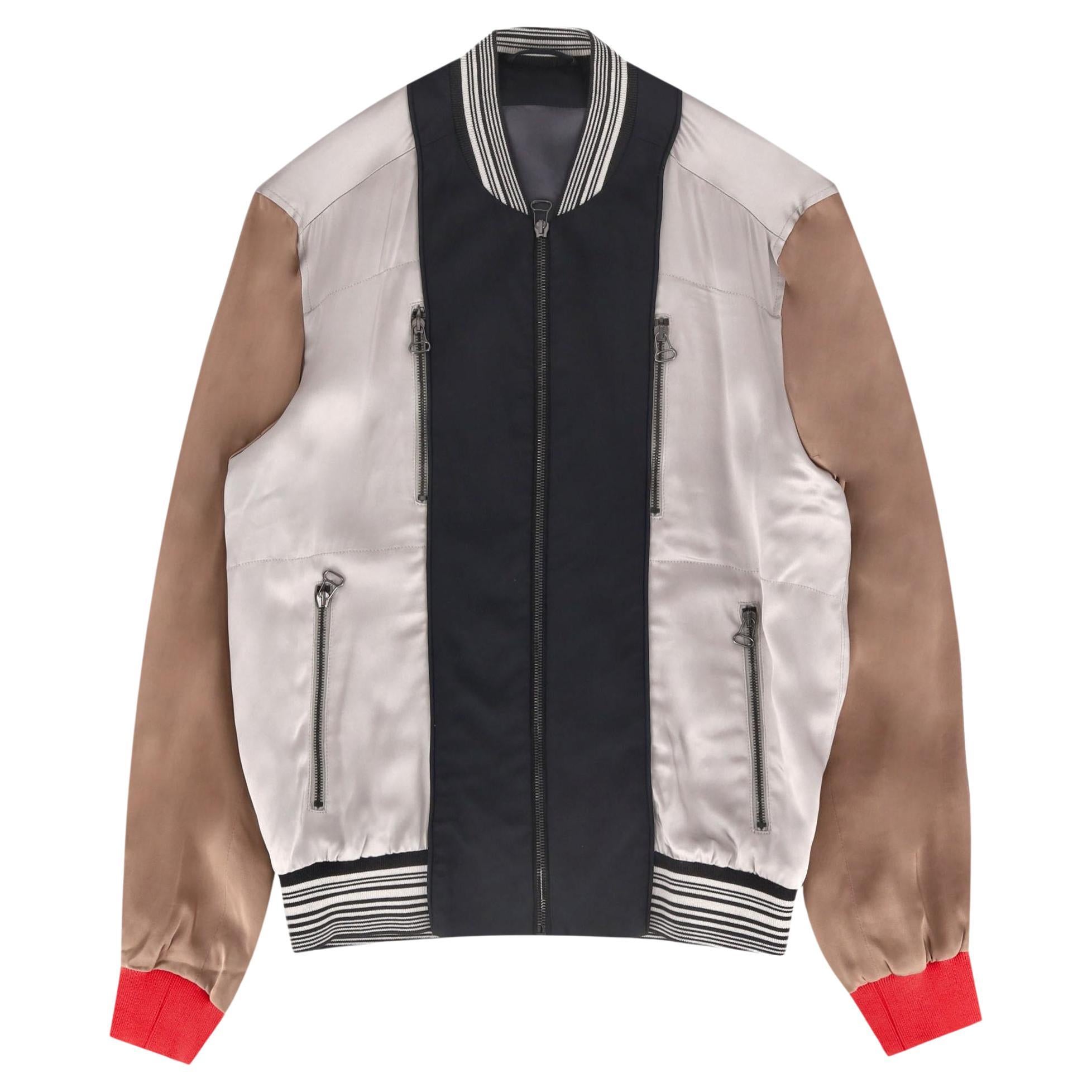 Lanvin Metallic Satin Panelled Bomber Jacket For Sale