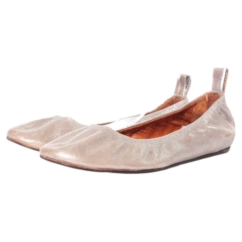 Lanvin, Metallic stretch ballerinas in fabric For Sale