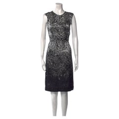 Lanvin Midi ärmelloses graues bedrucktes Kleid mit Ärmeln, 200er Jahre