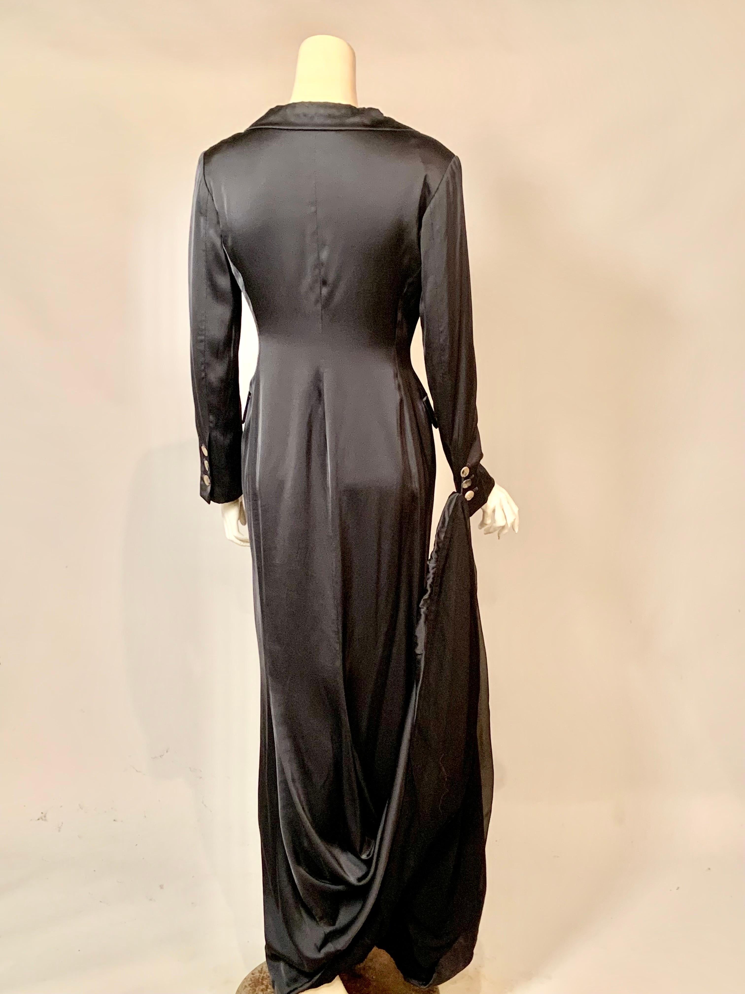 Lanvin Midnight Blue Silk Evening Dress with Train Original Barney's Store Tag 1
