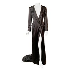 Lanvin Midnight Blue Silk Evening Dress with Train Original Barney's Store Tag