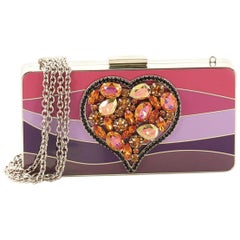 Lanvin Minaudiere Box Clutch Crystal Embellished Plexiglass