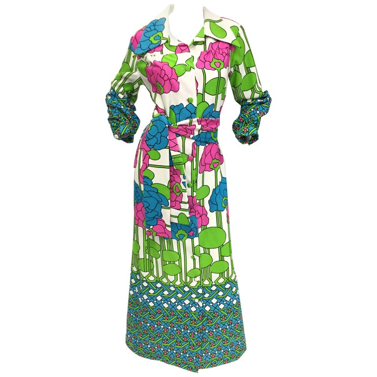 Lanvin Mod Meets Art Nouveau Lily Pad Floral Dress, 1970s For Sale at ...