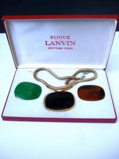 LANVIN Paris Mod Sleek Interchangeable Resin Pendant Choker Necklace c 1970s