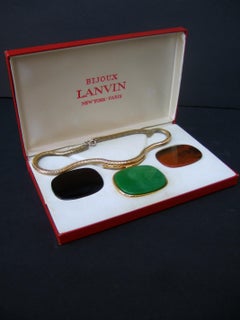 LANVIN Paris Mod Sleek Interchangeable Resin Pendant Choker Necklace c 1970s