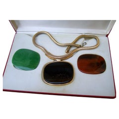 LANVIN Paris Mod Sleek Interchangeable Resin Pendant Choker Necklace c 1970s