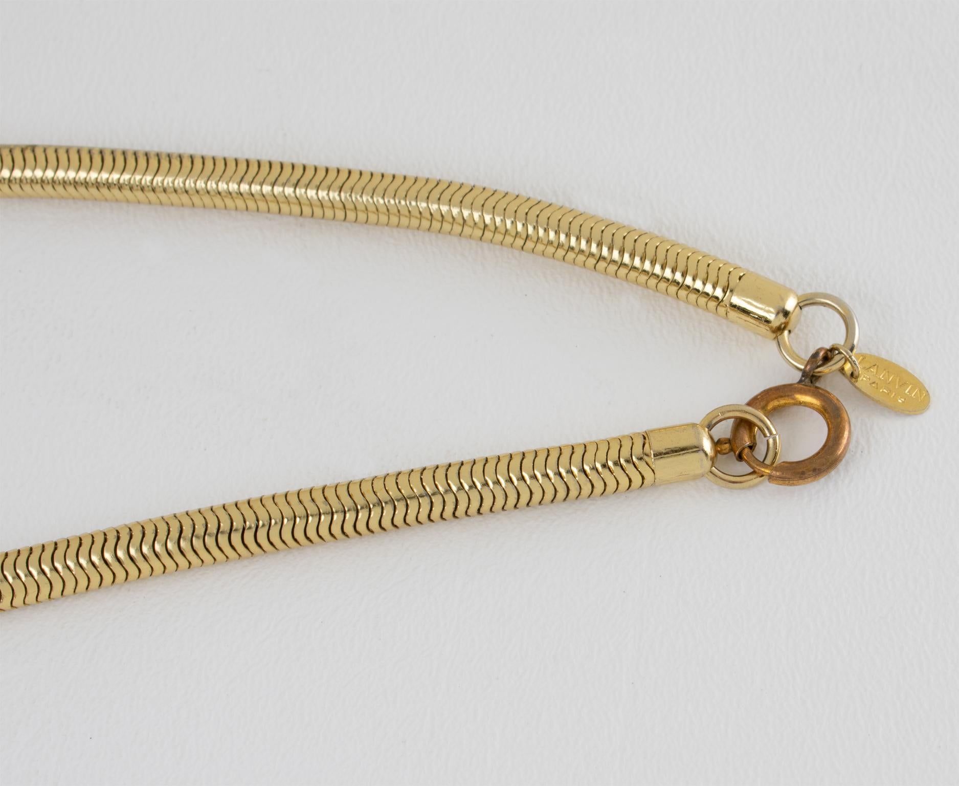 Lanvin Paris, collier moderniste doré avec médaillon en lucite en vente 5