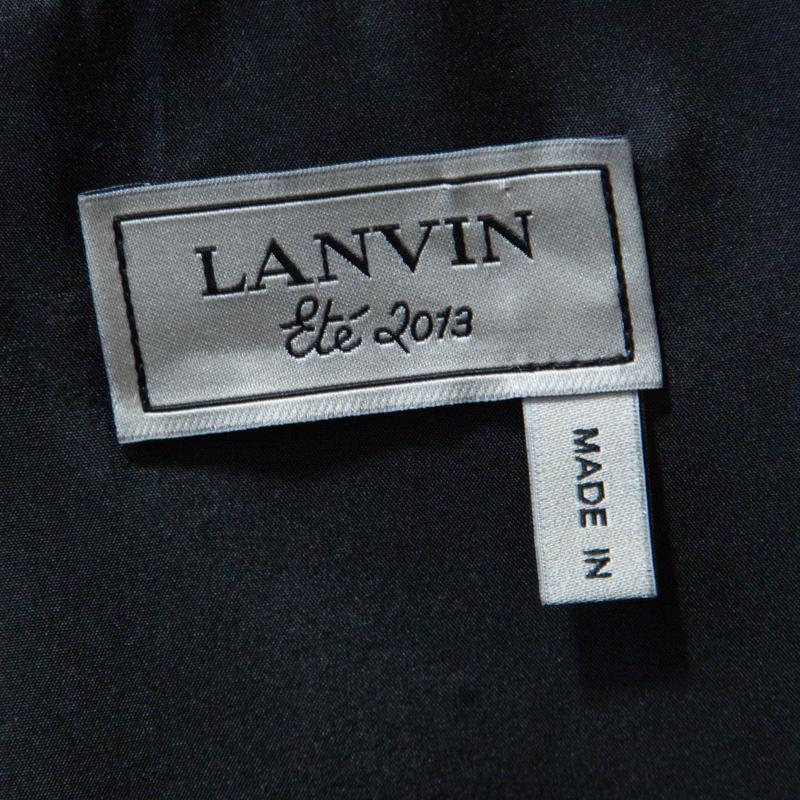 Black Lanvin Monochrome Satin Bow Detail Strapless Dress S