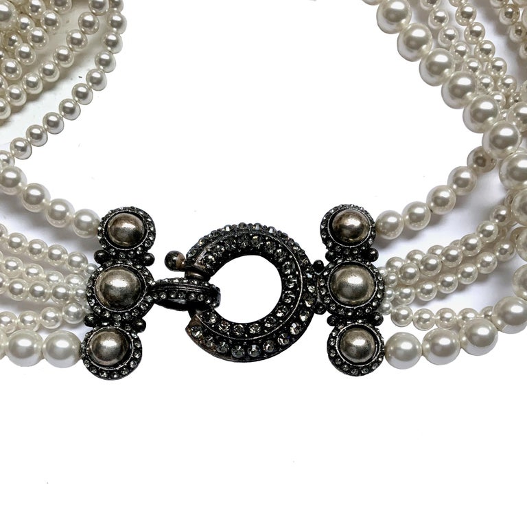 Lanvin Multi-Strand Glass Pearl Necklace In Good Condition In Geneva, CH