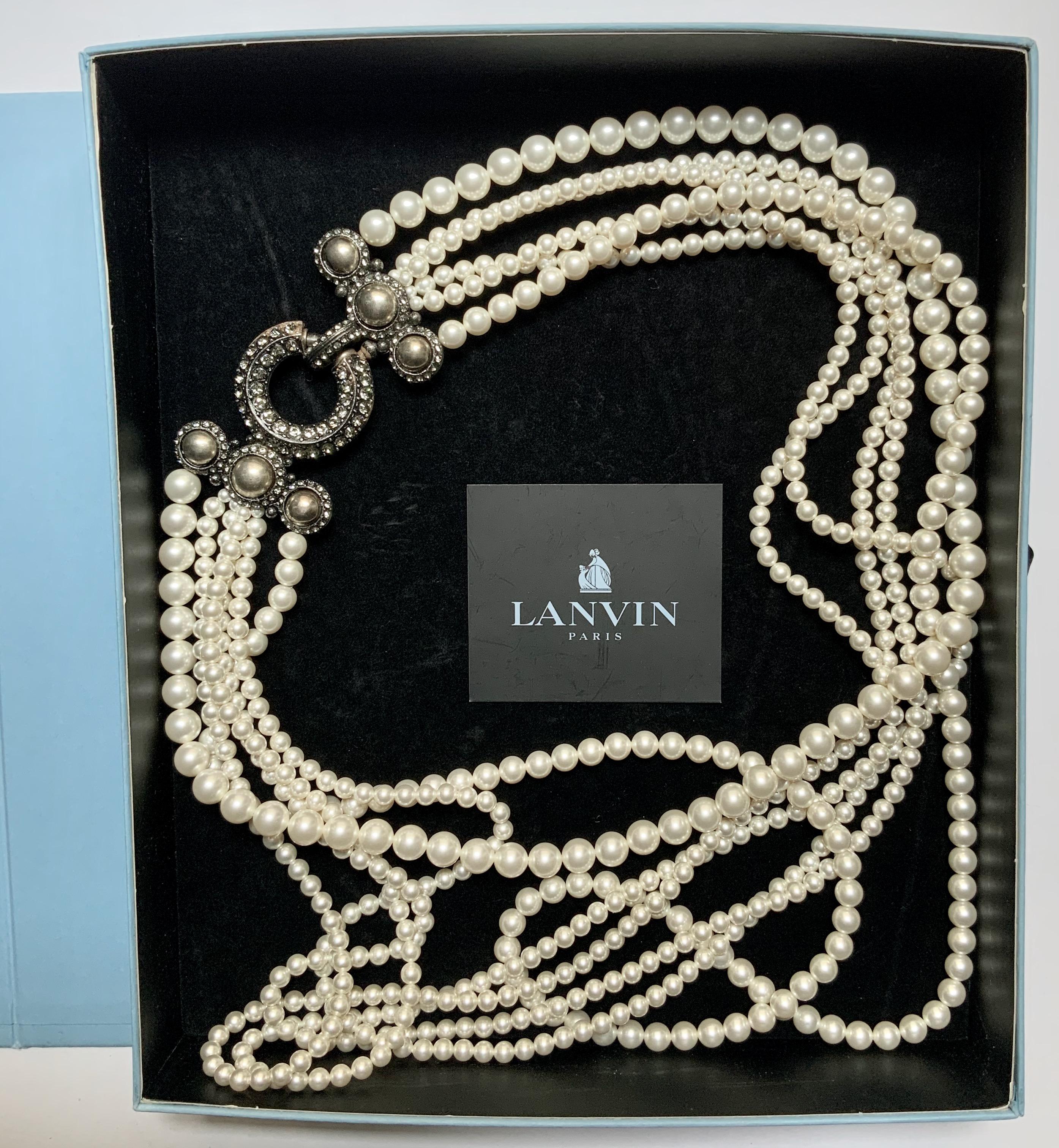 Lanvin Multi-Strand Glass Pearl Necklace 1