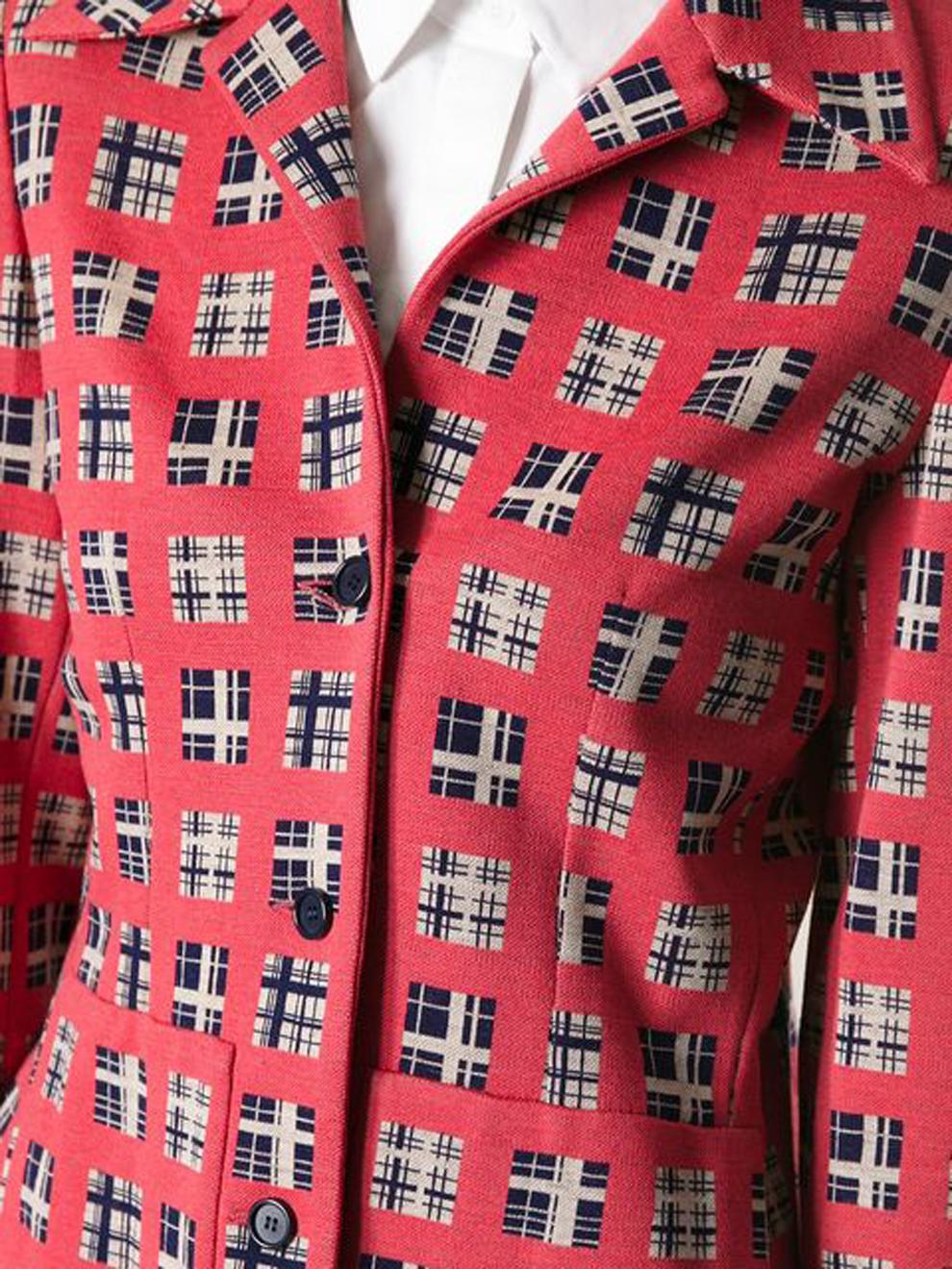 Pink Lanvin Red Wool Jacquard Blazer For Sale