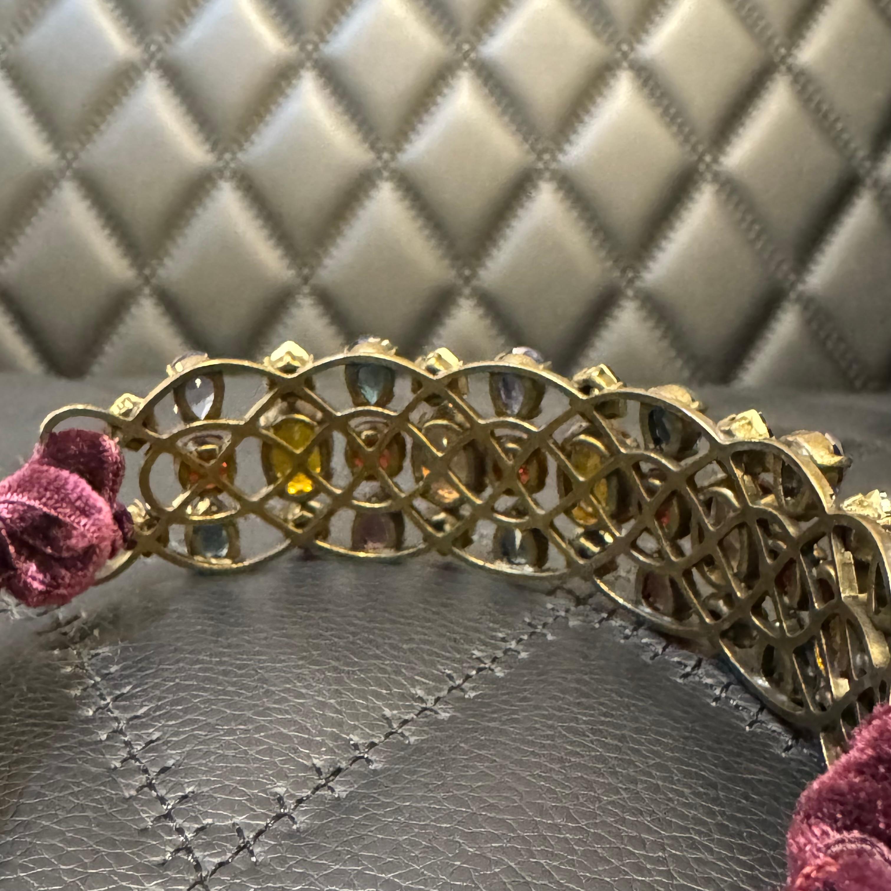 Lanvin Multicolor Crystal Choker with Purple Velvet Ribbon For Sale 1