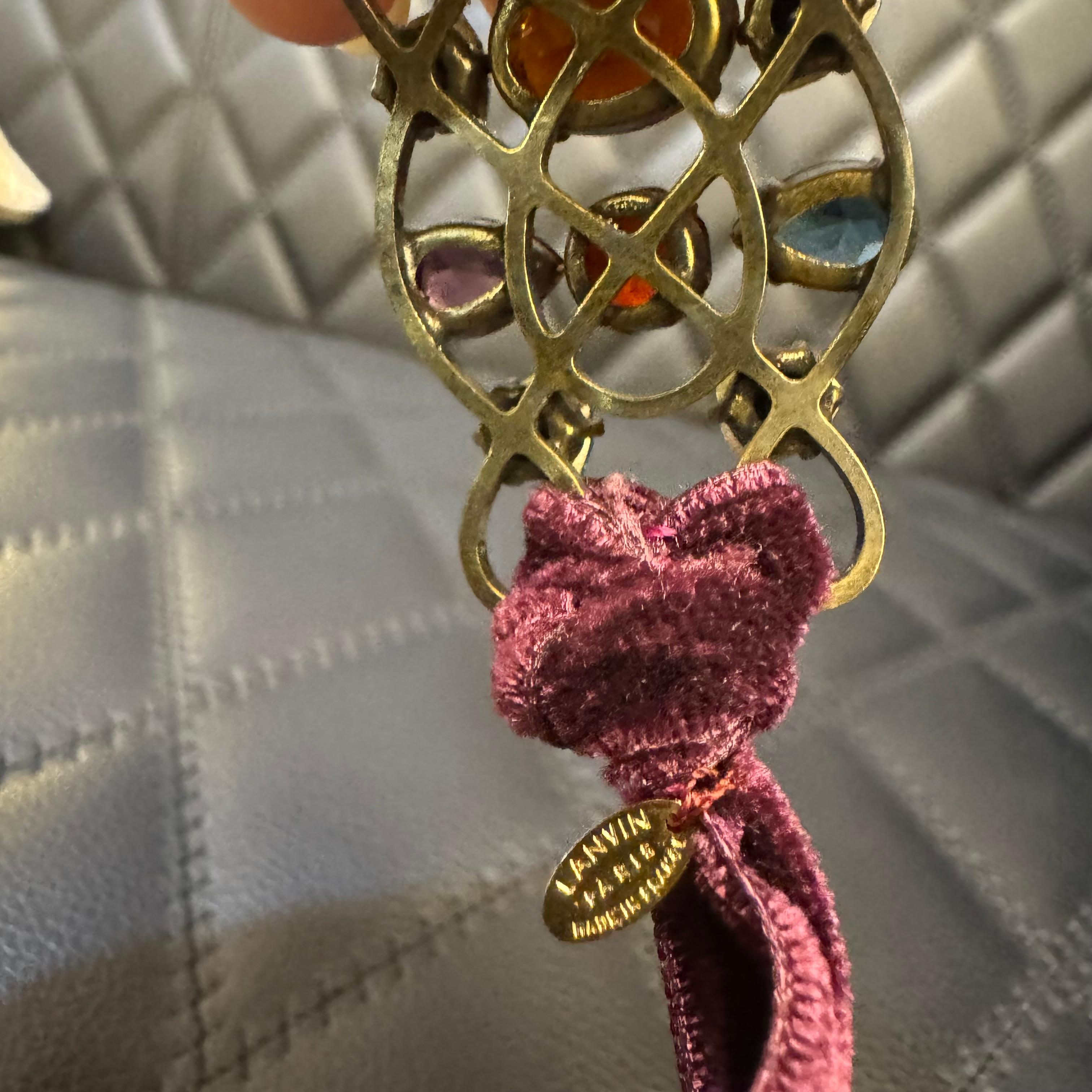 Lanvin Multicolor Crystal Choker with Purple Velvet Ribbon For Sale 4