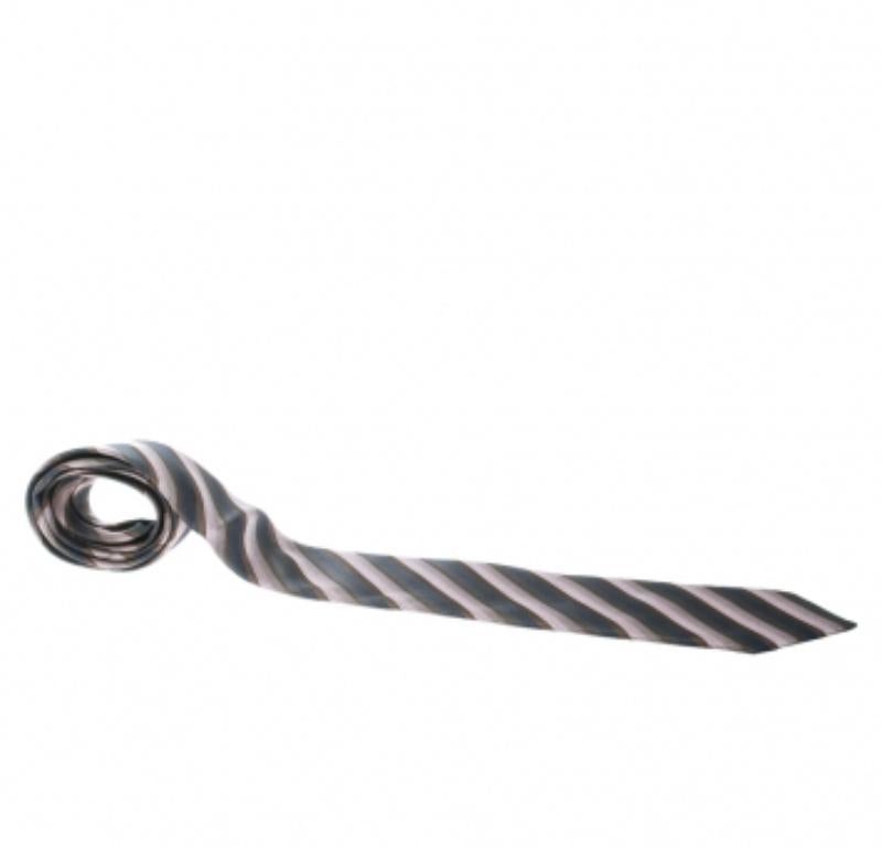 Lanvin Mehrfarbige Diagonal gestreifte traditionelle Seidenkrawatte aus Seide (Grau) im Angebot